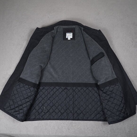 Vintage Old Navy Mens Black Wool Peacoat XXL Quilt lining single breasted City - Picture 7 of 13